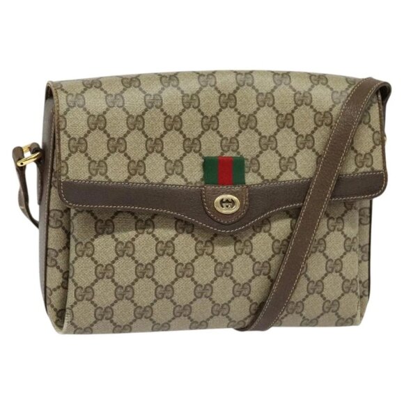 GUCCI GG Supreme Web Sherry Line Shoulder Bag PVC Beige - Picture 1 of 16